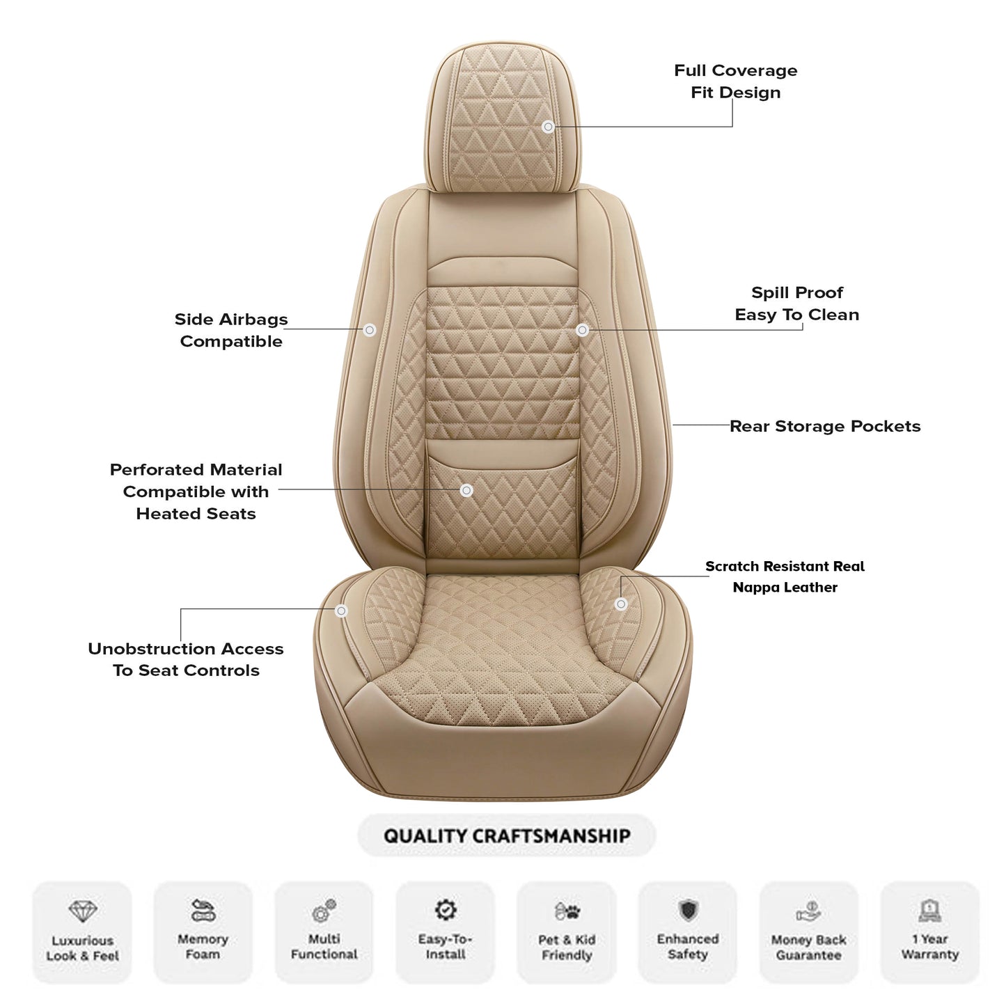 Beige Comfort Seat Cover