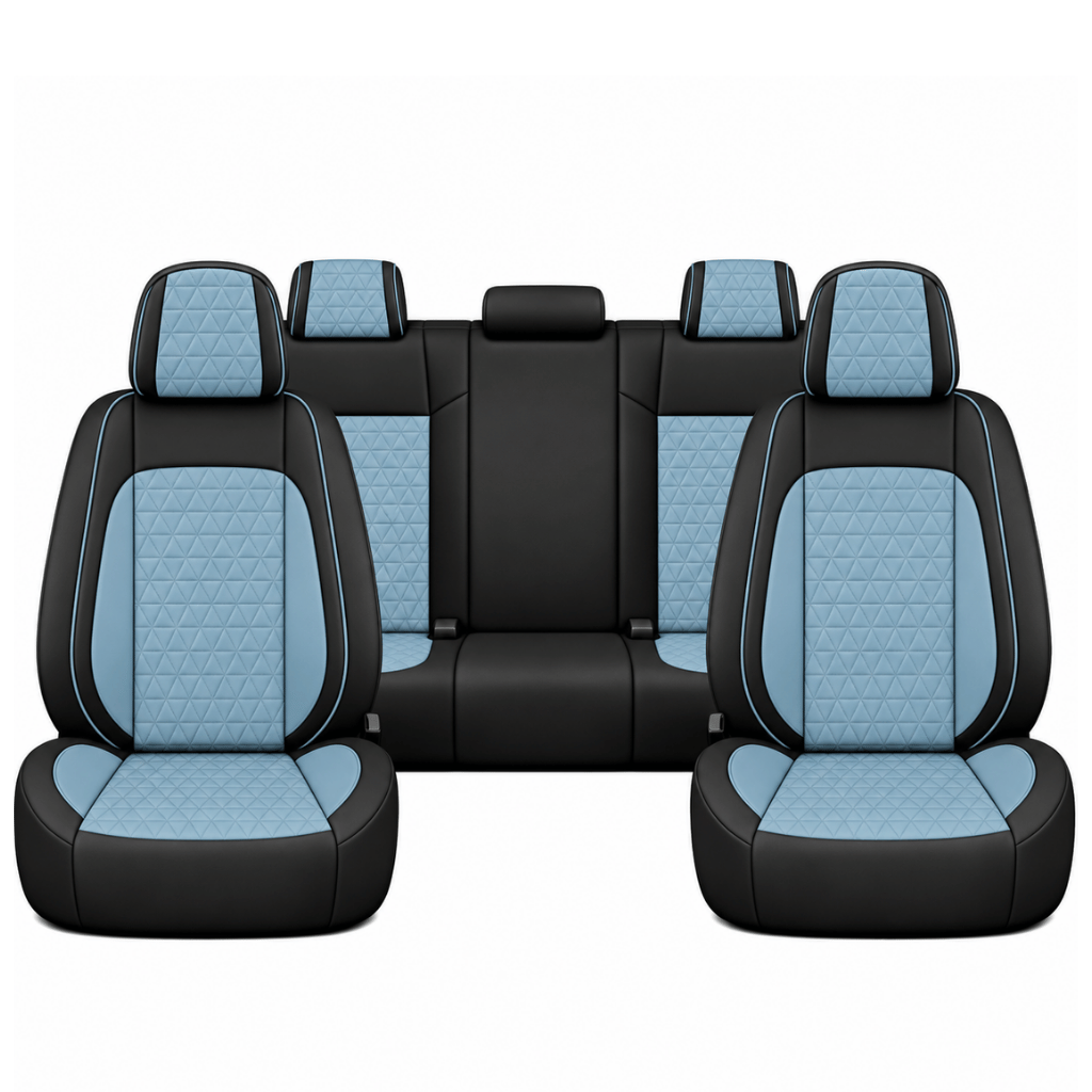 Black & Sky Blue Custom Seat Cover