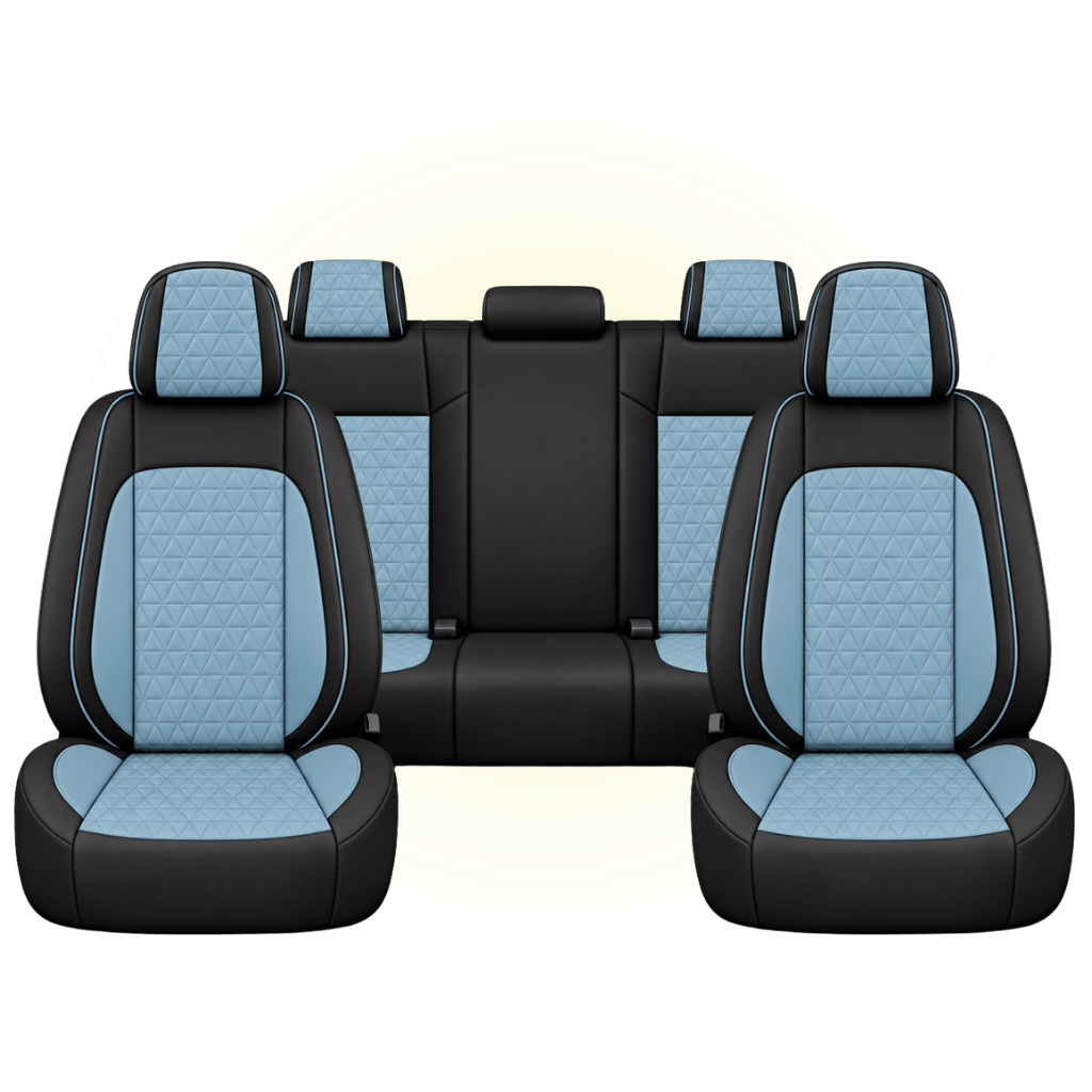 Black & Sky Blue Custom Seat Cover