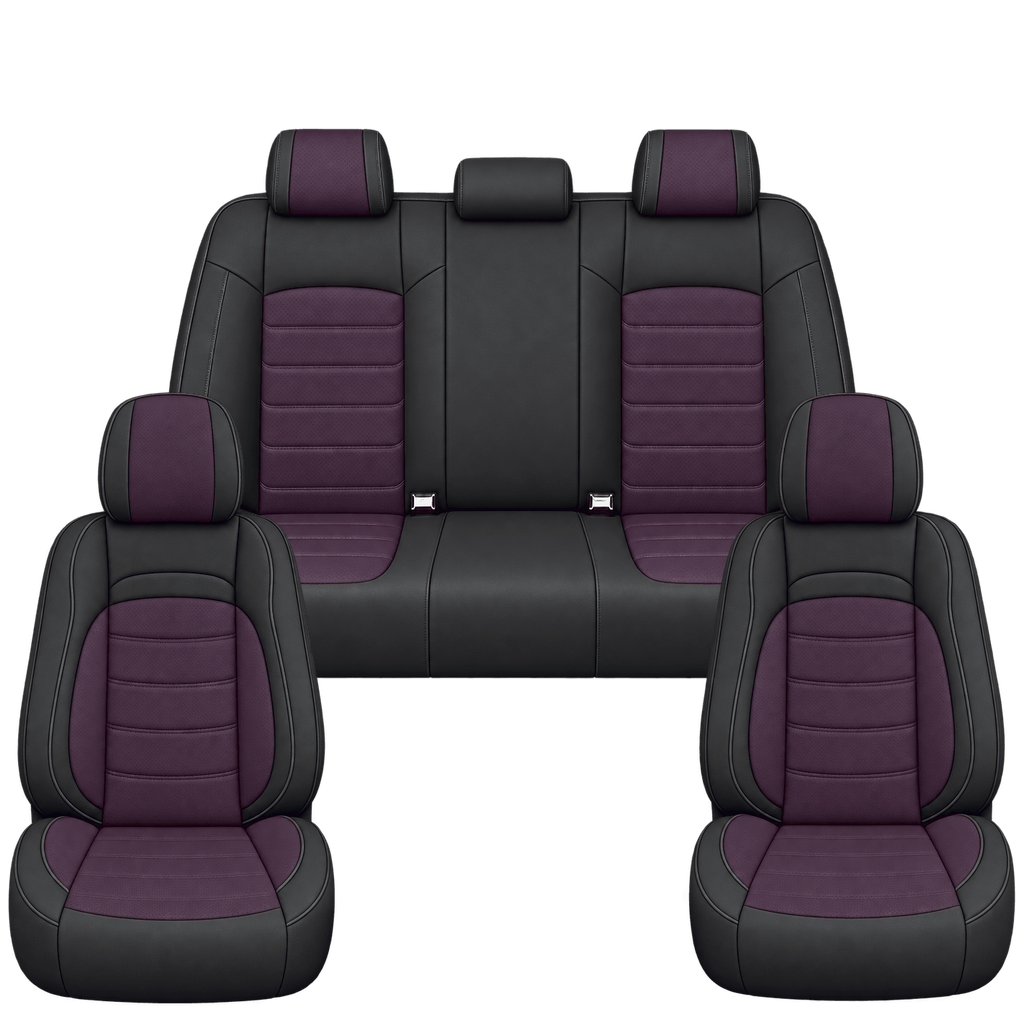 Black & Dark Purple Basic custom seat covers, full set