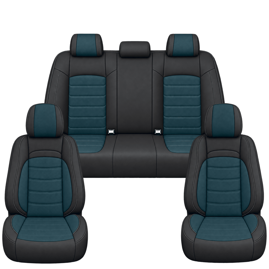 Black & Deep Teal Basic custom seat covers, full set