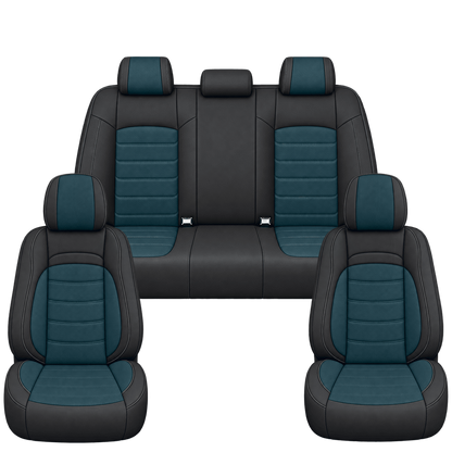 Black & Deep Teal Basic custom seat covers, full set
