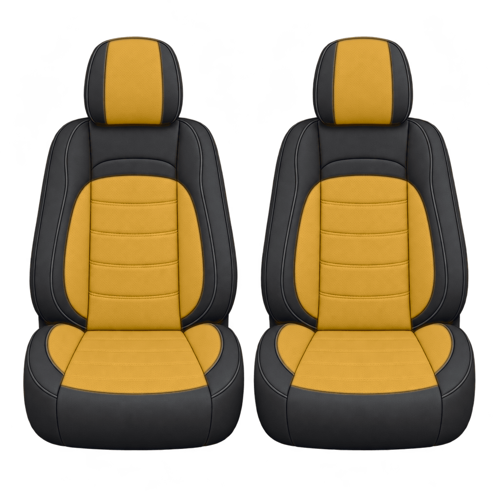 Black & Golden Yellow Basic custom seat covers, fronts