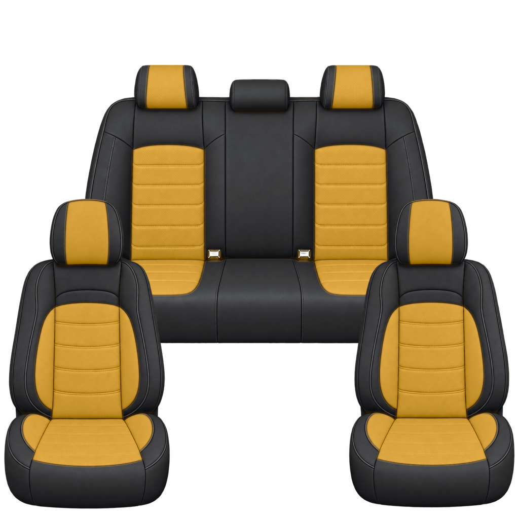 Black & Golden Yellow Basic custom seat covers, full set