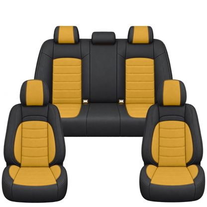 Black & Golden Yellow Basic custom seat covers, full set