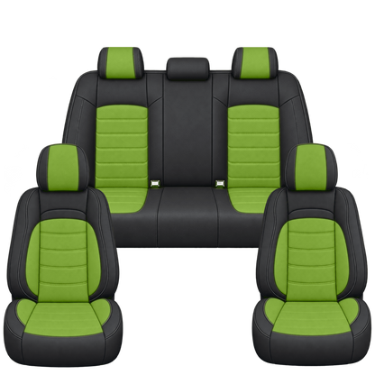 Black & Lime Green Basic custom seat covers, full set