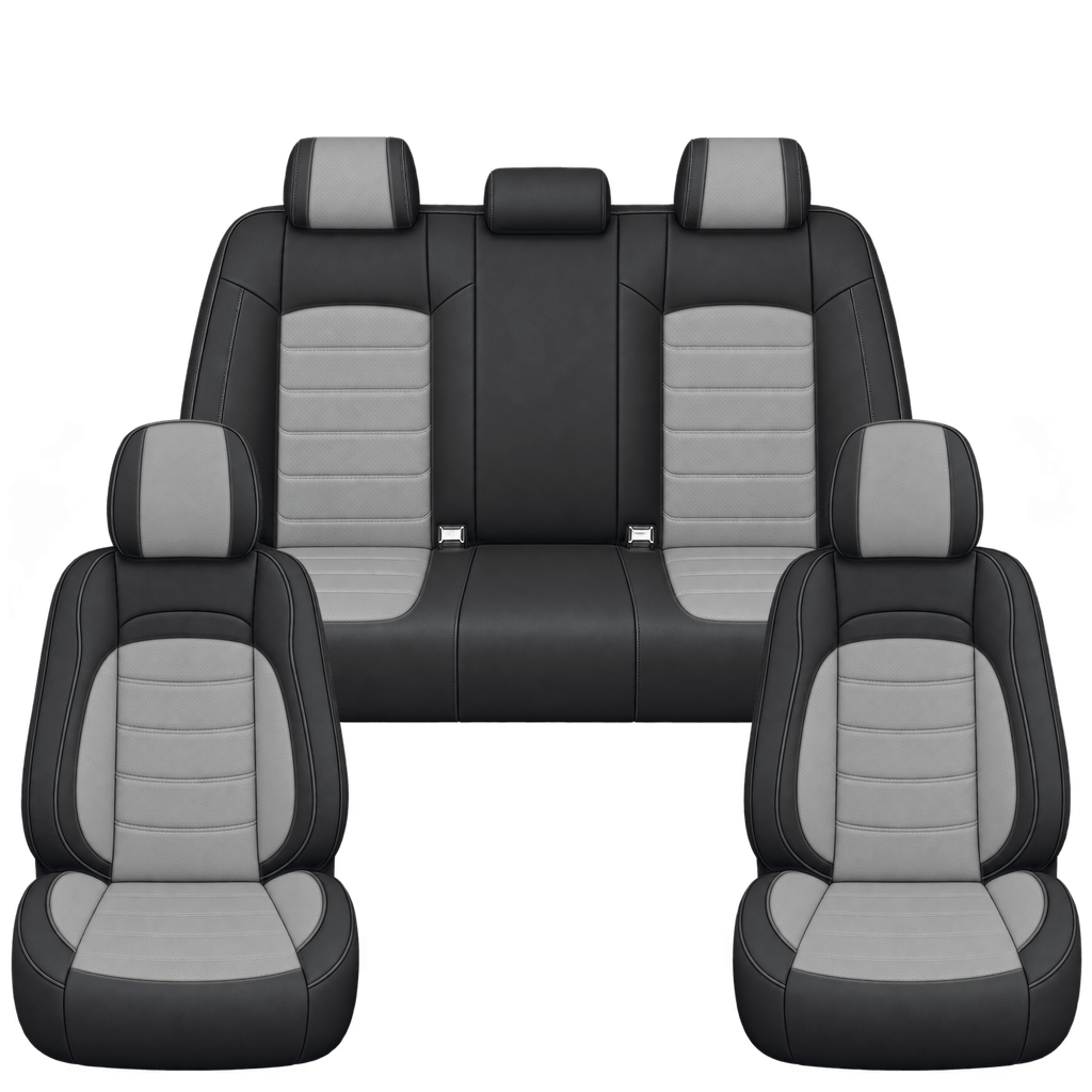 Black & Mid Grey Basic custom seat covers, full set