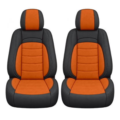 Black & Orange Basic custom seat covers, fronts