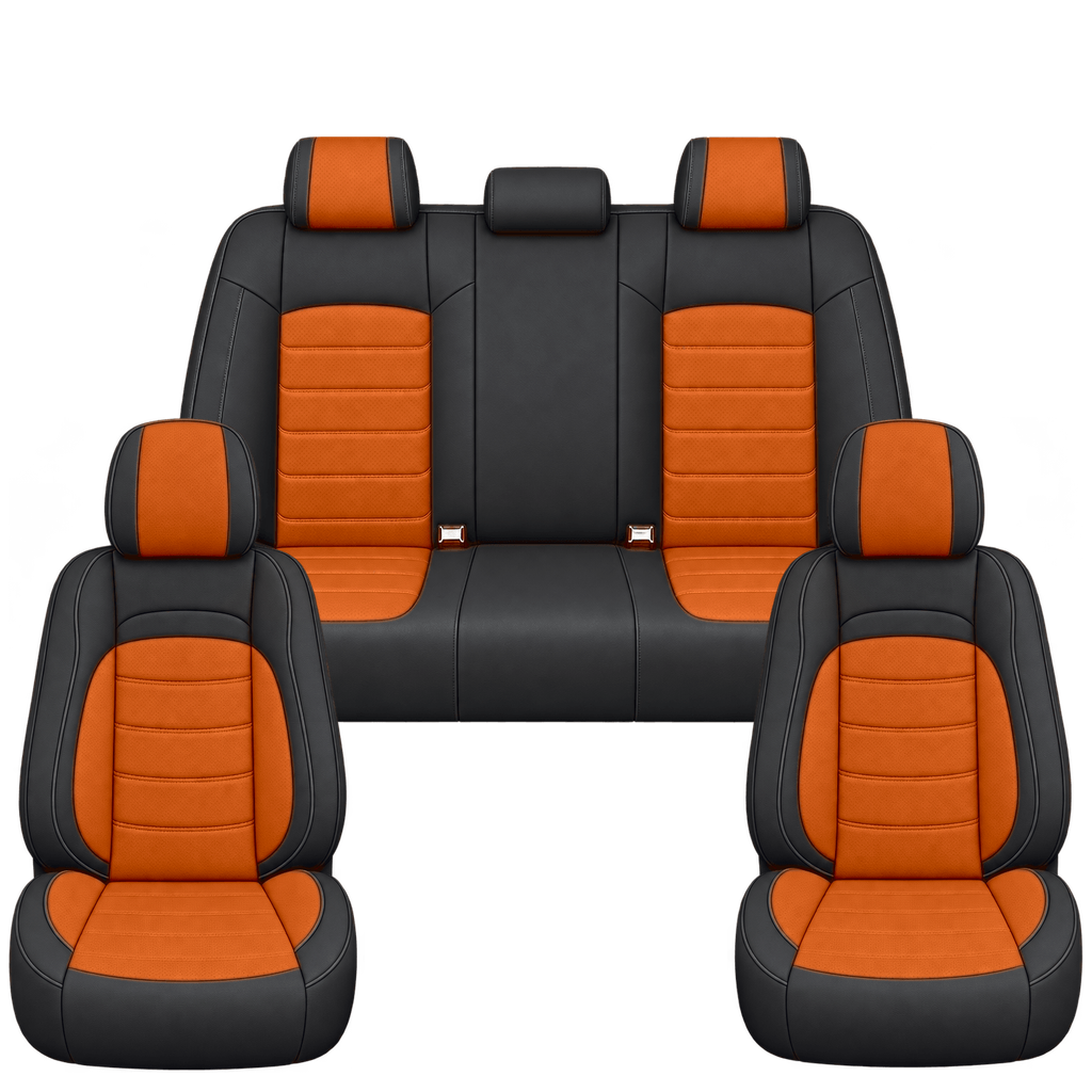 Black & Orange Basic custom seat covers, full set