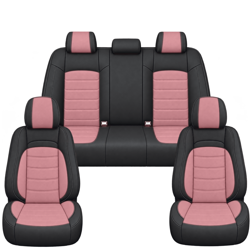 Black & Pink Basic custom seat covers, full set