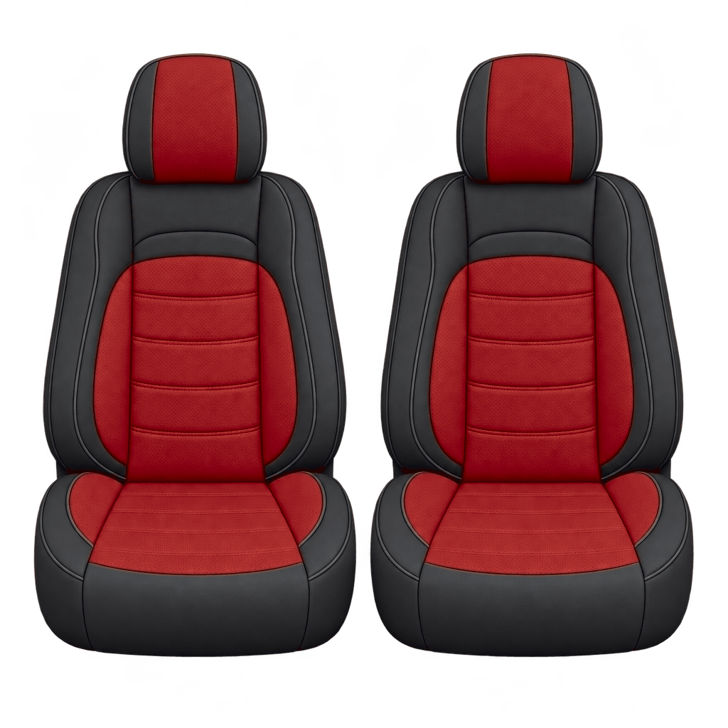 Black & Red Basic custom seat covers, fronts