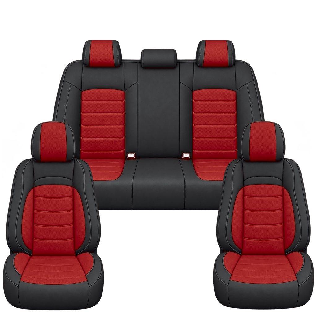 Black & Red Basic custom seat covers, full set