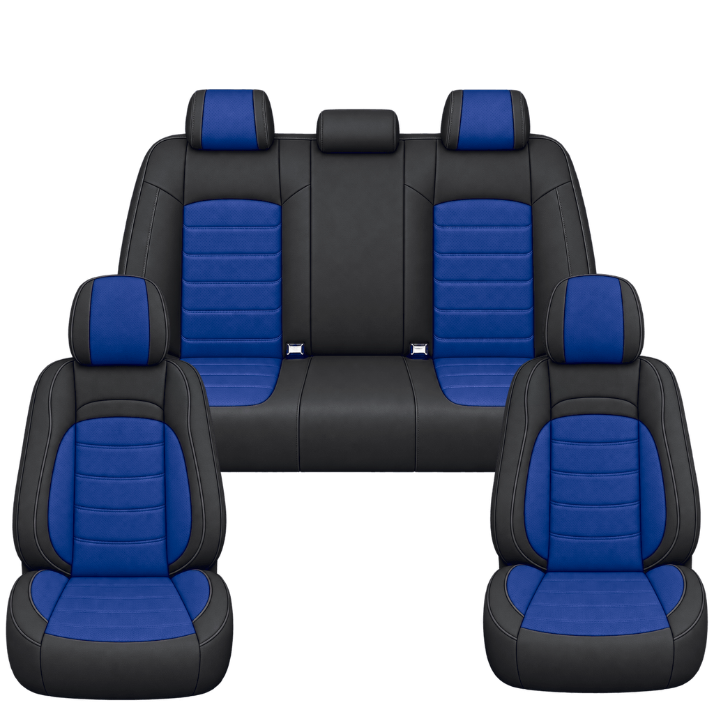 Black & Royal Blue Basic custom seat covers, full set