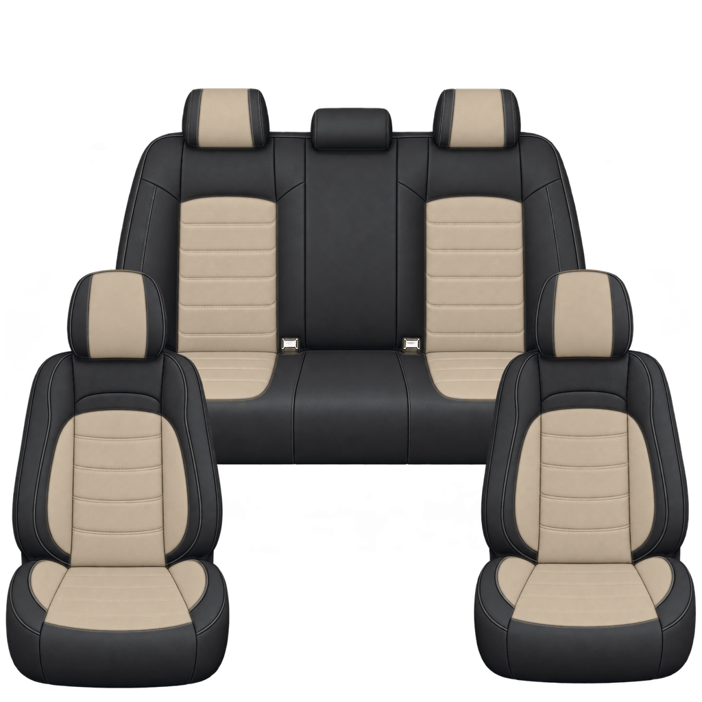 Black & Sand Basic custom seat covers, full set