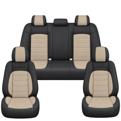 Black & Sand Basic custom seat covers, full set