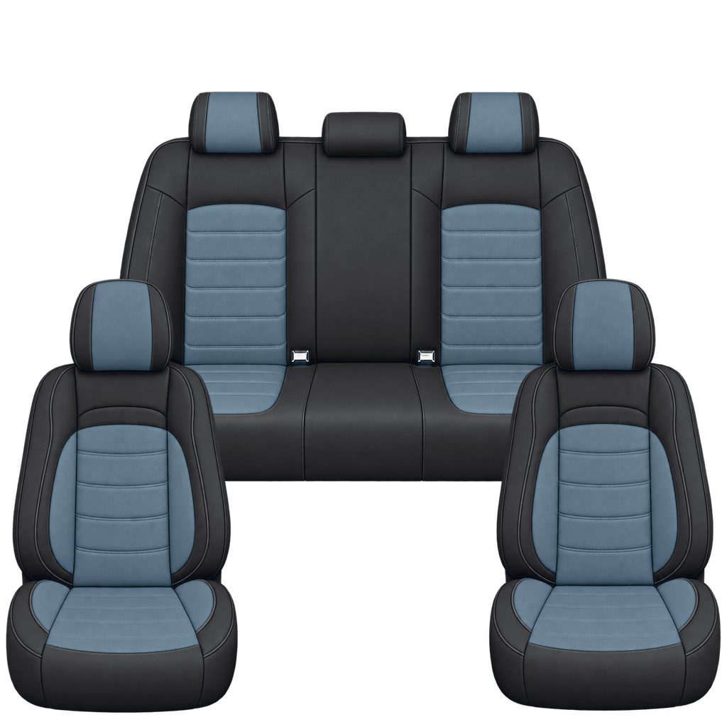 Black & Slate Blue Basic custom seat covers, full set