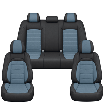 Black & Slate Blue Basic custom seat covers, full set