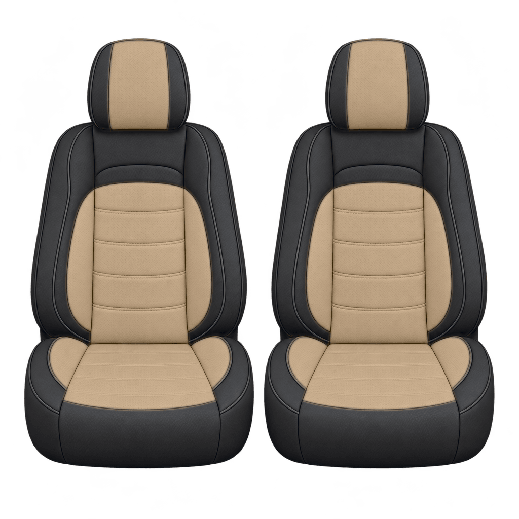 Black & Warm Khaki Basic custom seat covers, fronts