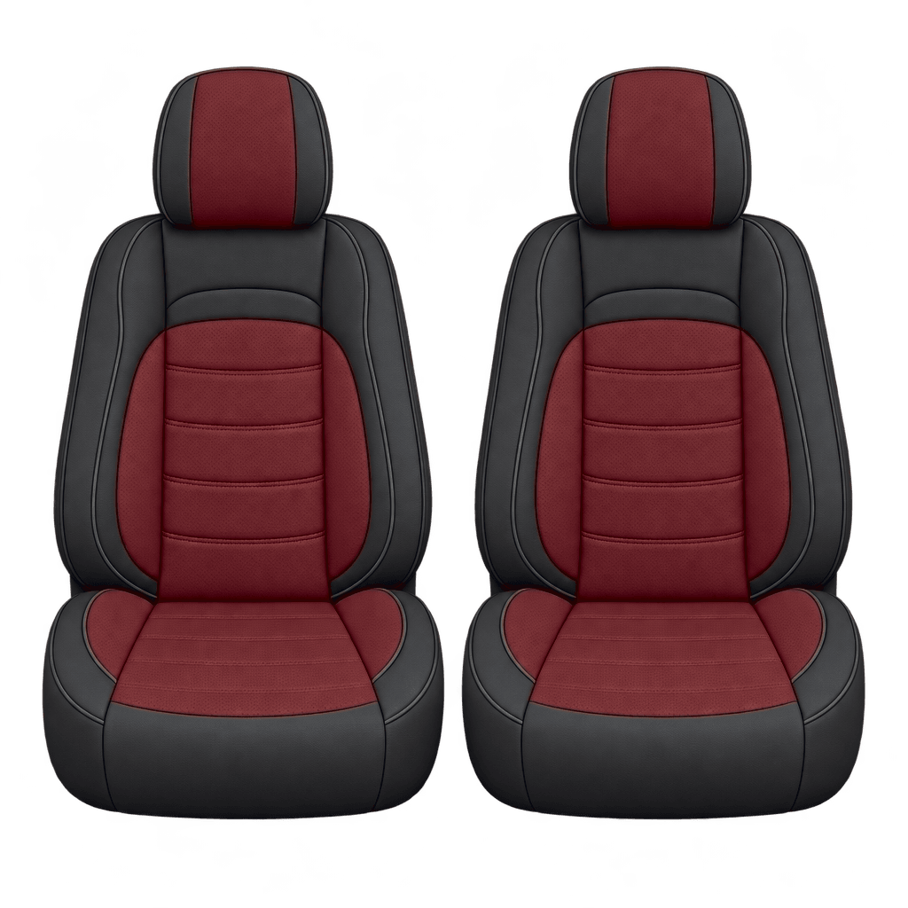 Black & Wine Red Basic custom seat covers, fronts
