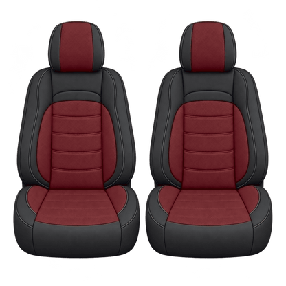 Black & Wine Red Basic custom seat covers, fronts