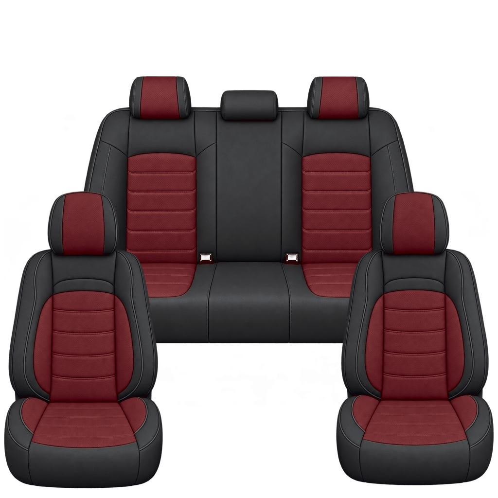 Black & Wine Red Basic custom seat covers, full set