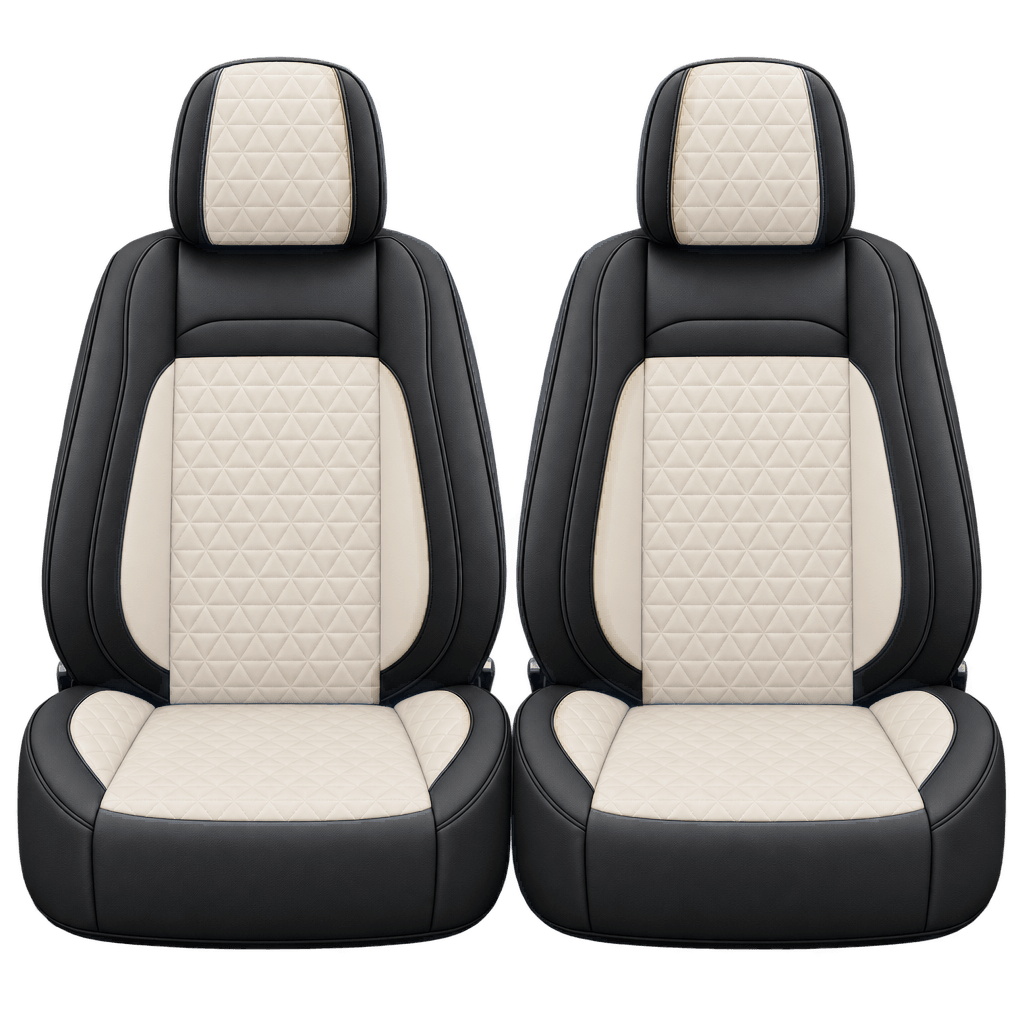 Black & Beige Diamond custom seat covers, fronts