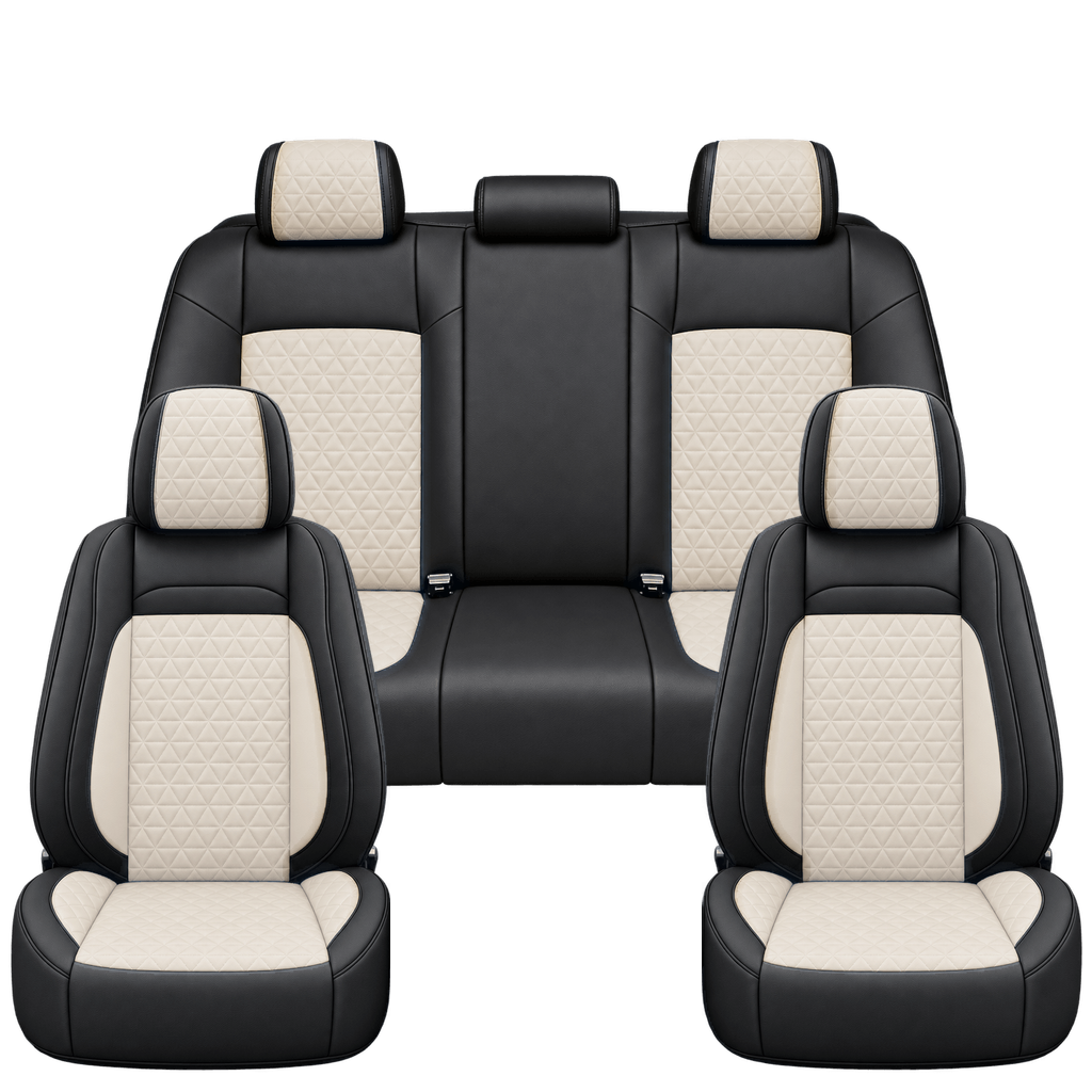 Black & Beige Diamond custom seat covers, full set