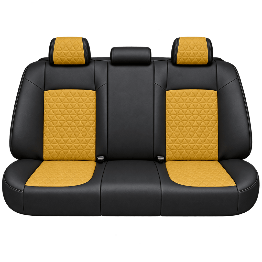Black & Golden Yellow Diamond custom seat covers, backs