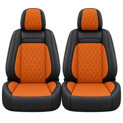 Black & Orange Diamond custom seat covers, fronts