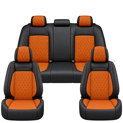Black & Orange Diamond custom seat covers, full set