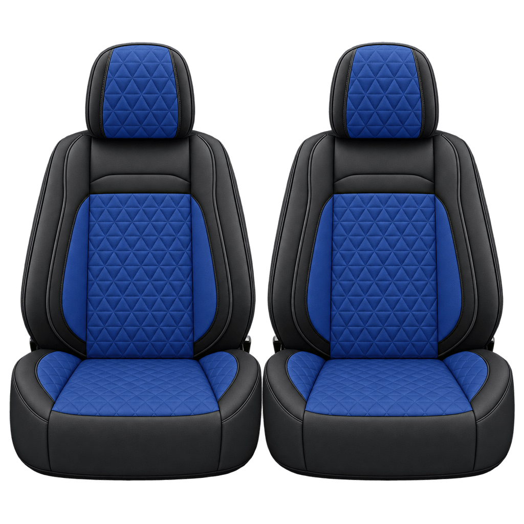 Black & Royal Blue Diamond custom seat covers, fronts