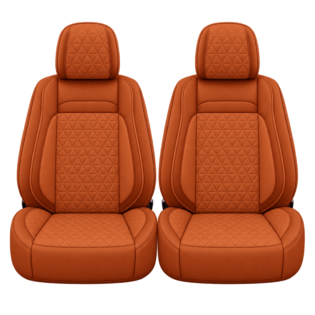 Dark Orange Diamond custom seat covers, fronts